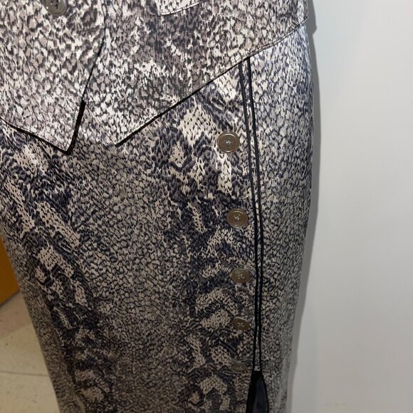 Perry Ellis Vintage Womens Skirt Set Size 6 Gray Snake Print 3 Piece Pure Silk - Picture 12 of 16